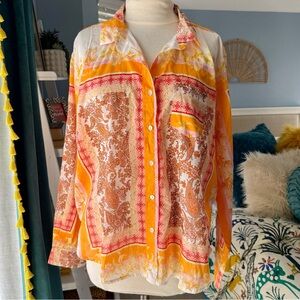 NWT Calypso St. Barth Coastal Paisley Long Sleeve Top